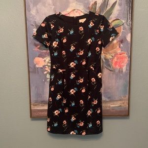 Loft Outlet Navy Floral Cinched Waste Dress